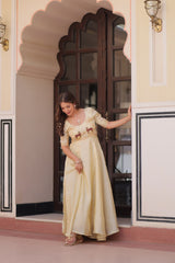 Designer Gold Crush Cream Color Exclusive Gown Designer Gold Crush Cream Color Exclusive Gown