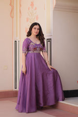 Designer Gold Crush Lavender Color Exclusive Gown Designer Gold Crush Lavender Color Exclusive Gown