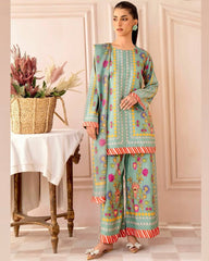 Green Color Digital Print Co-ord Set Green Color Digital Print Co-ord Set