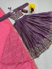 Occasion Wear Gold Crush Purple Color Lehenga Choli Occasion Wear Gold Crush Purple Color Lehenga Choli