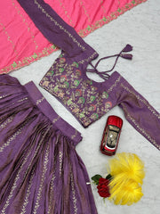 Occasion Wear Gold Crush Purple Color Lehenga Choli Occasion Wear Gold Crush Purple Color Lehenga Choli
