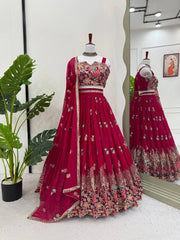 Wedding Special Pink Color Georgette Lehenga Choli Wedding Special Pink Color Georgette Lehenga Choli