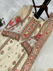 Digital Print Cream Color Stylish Sharara Suit Digital Print Cream Color Stylish Sharara Suit