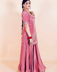 Wonderful Pink Color Full Stitched Sharara Suit Wonderful Pink Color Full Stitched Sharara Suit