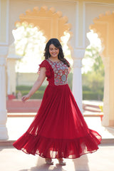 Maroon Color Multi Thread Work Ravishing Gown Maroon Color Multi Thread Work Ravishing Gown