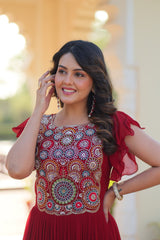 Maroon Color Multi Thread Work Ravishing Gown Maroon Color Multi Thread Work Ravishing Gown