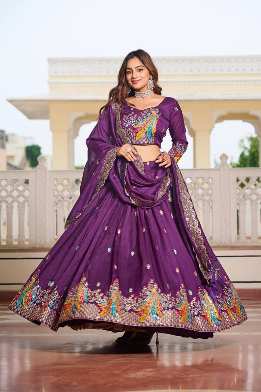 Purple Sequence & Thread Work Lehenga Choli
