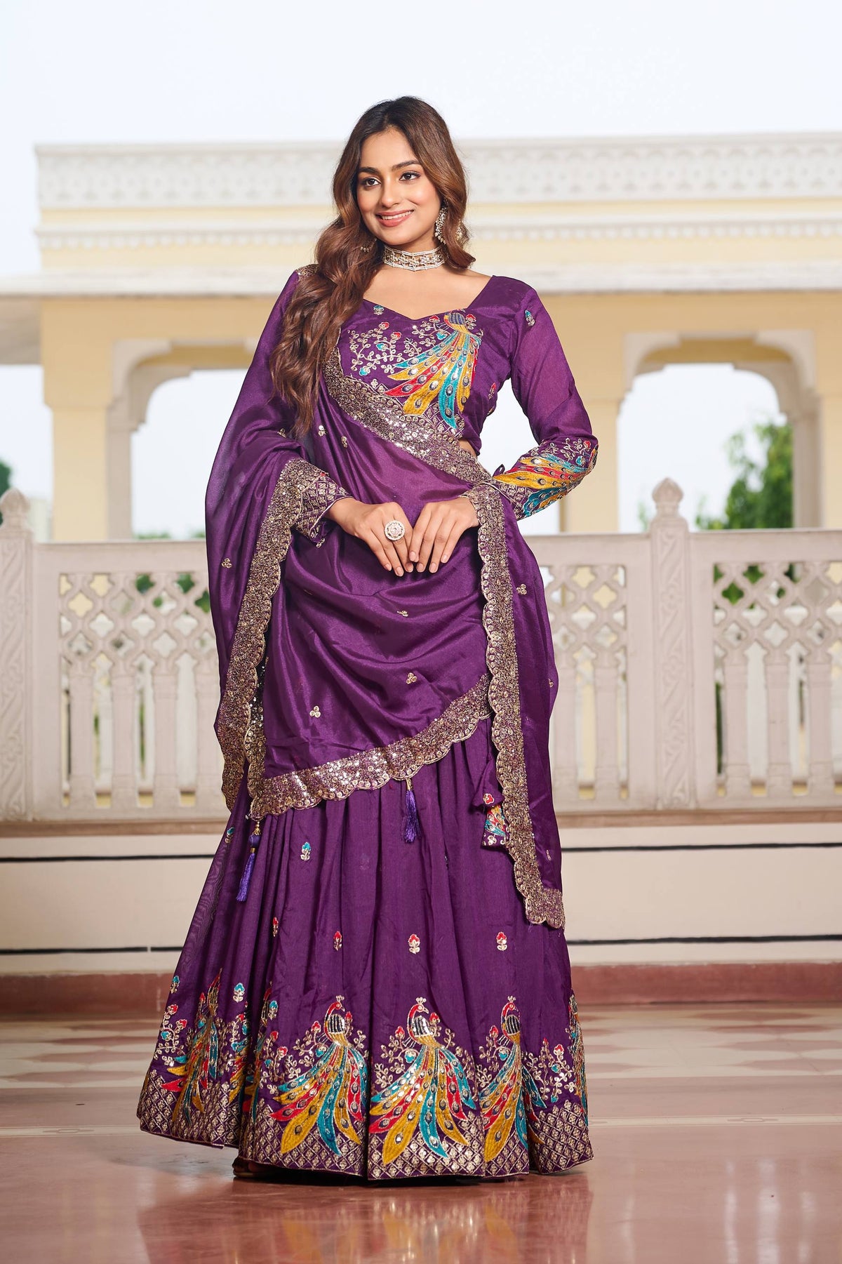 Purple Sequence & Thread Work Lehenga Choli