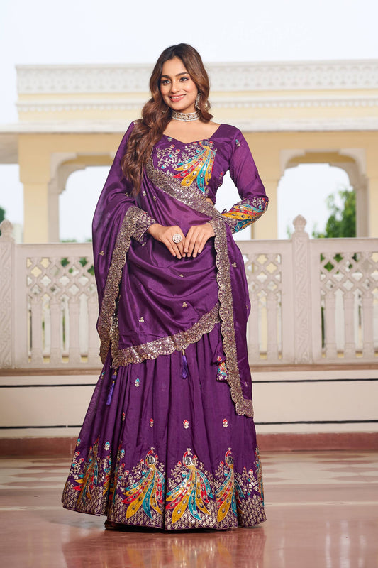 Purple Sequence & Thread Work Lehenga Choli