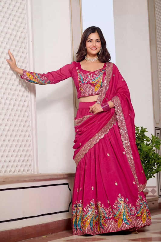 Pink Sequence & Thread Work Lehenga Choli