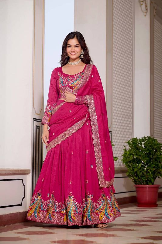 Pink Sequence & Thread Work Lehenga Choli