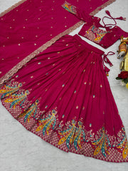 Pink Sequence & Thread Work Lehenga Choli Pink Sequence & Thread Work Lehenga Choli