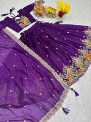 Purple Sequence & Thread Work Lehenga Choli Purple Sequence & Thread Work Lehenga Choli