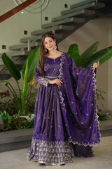 Purple Color Shining Shimmer Silk Designer Gown Purple Color Shining Shimmer Silk Designer Gown