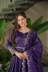 Purple Color Shining Shimmer Silk Designer Gown Purple Color Shining Shimmer Silk Designer Gown