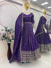 Purple Color Shining Shimmer Silk Designer Gown Purple Color Shining Shimmer Silk Designer Gown