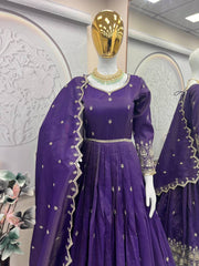 Purple Color Shining Shimmer Silk Designer Gown Purple Color Shining Shimmer Silk Designer Gown