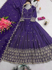 Purple Color Shining Shimmer Silk Designer Gown Purple Color Shining Shimmer Silk Designer Gown