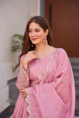 Pink Color Shining Shimmer Silk Designer Gown Pink Color Shining Shimmer Silk Designer Gown