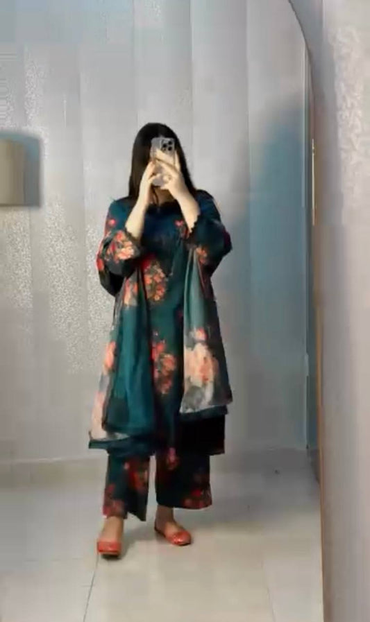 Digital Print Green Color Peaceful Salwar Suit