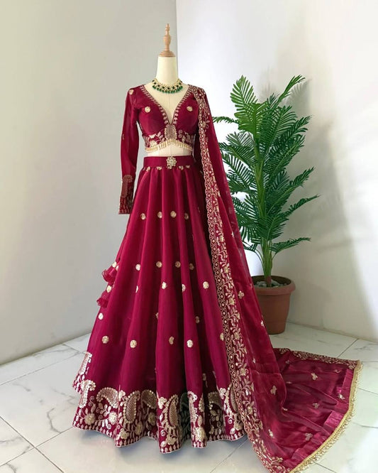 Maroon Color Marriage Special Lehenga Choli