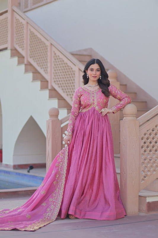 Onion Color Gold-Crush Gorgeous Gown