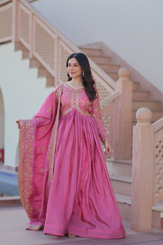 Onion Color Gold-Crush Gorgeous Gown