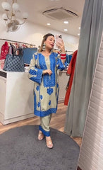 Full Stitched Heavy Thread Work Gray Color Co-ord Set Full Stitched Heavy Thread Work Gray Color Co-ord Set