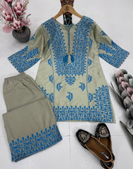 Full Stitched Heavy Thread Work Gray Color Co-ord Set Full Stitched Heavy Thread Work Gray Color Co-ord Set