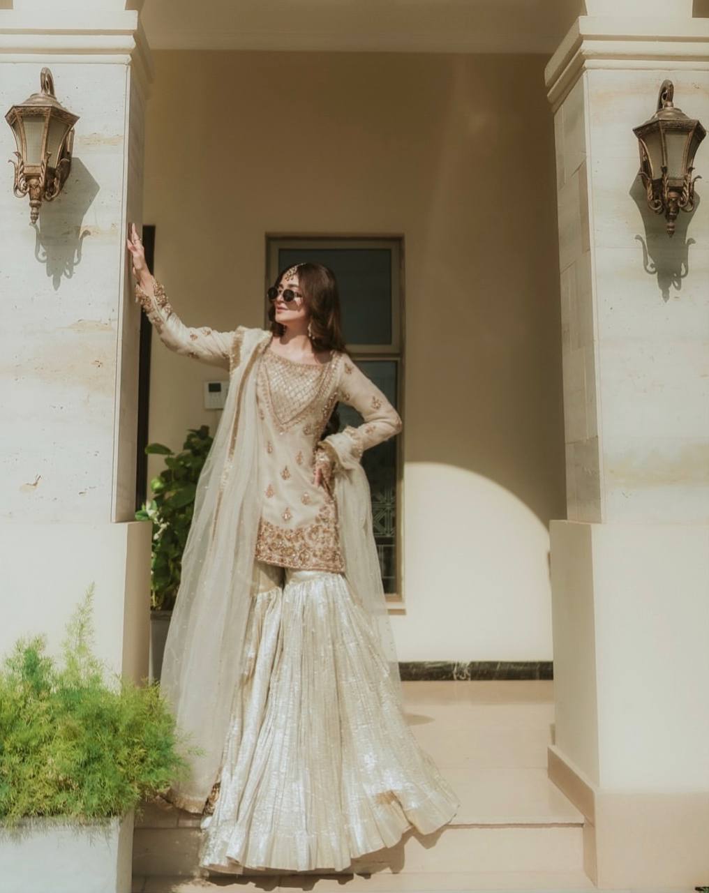White Color Embroidery Work Captivating Sharara Suit