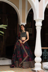 Printed Black Color Gorgeous Organza Lehenga Choli Printed Black Color Gorgeous Organza Lehenga Choli