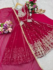 Ravishing Red Georgette Embroidery Work Gown Ravishing Red Georgette Embroidery Work Gown