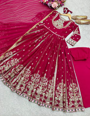 Ravishing Red Georgette Embroidery Work Gown Ravishing Red Georgette Embroidery Work Gown