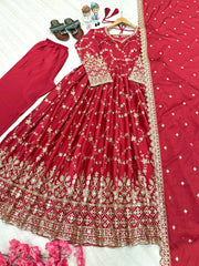 Demanding Sequence Work Red Color Anarkali Gown Demanding Sequence Work Red Color Anarkali Gown