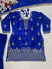Stylish Mustard Chinon Silk Sequence Work Sharara Suit Stylish Mustard Chinon Silk Sequence Work Sharara Suit