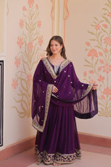 Purple Color Georgette Sequence With Embroidered Gown Purple Color Georgette Sequence With Embroidered Gown