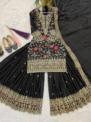Black Color Heavy Embroidery Work Palazzo Suit Black Color Heavy Embroidery Work Palazzo Suit