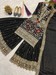 Black Color Heavy Embroidery Work Palazzo Suit Black Color Heavy Embroidery Work Palazzo Suit