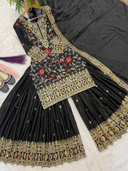 Black Color Heavy Embroidery Work Palazzo Suit Black Color Heavy Embroidery Work Palazzo Suit