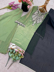 Ravishing Green Fendy Silk Embroidery Work Sharara Suit Ravishing Green Fendy Silk Embroidery Work Sharara Suit