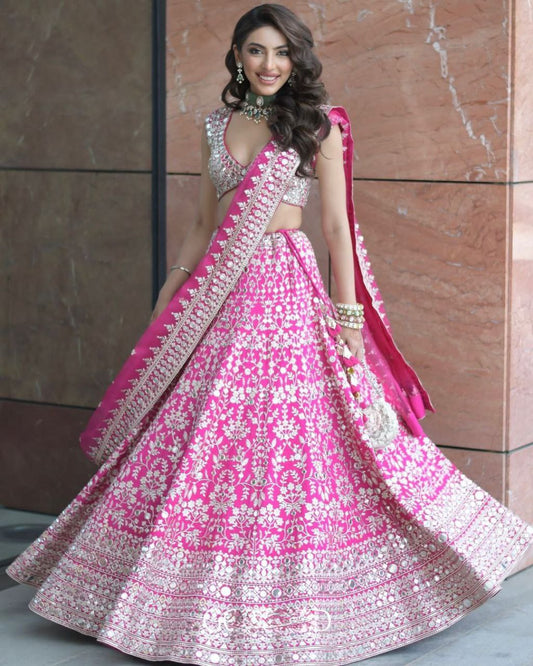 Exclusive Pink Georgette Thread Work Lehenga Choli