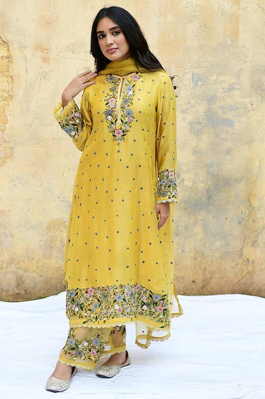 Flattering Yellow Color Sequence Work Punjabi Suit