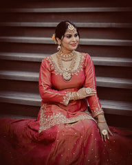 Pretty Red Organza Sequence Work Top With Lehenga Pretty Red Organza Sequence Work Top With Lehenga