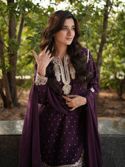 Ravishing Wine Georgette Embroidery Sharara Suit Ravishing Wine Georgette Embroidery Sharara Suit