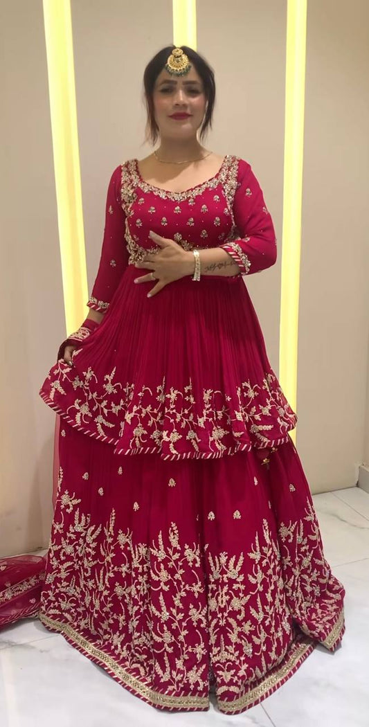 Gorgeous Red Georgette Embroidery Work Lehenga Choli