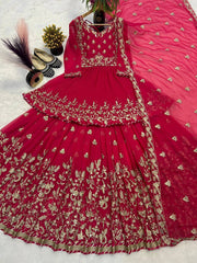 Gorgeous Red Georgette Embroidery Work Lehenga Choli Gorgeous Red Georgette Embroidery Work Lehenga Choli