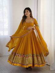 Gorgeous White Georgette Embroidery Work Gown Gorgeous White Georgette Embroidery Work Gown