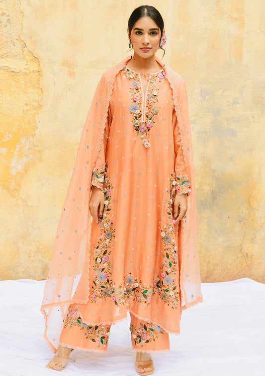 Alluring Peach Georgette Sequence Work Punjabi Suit