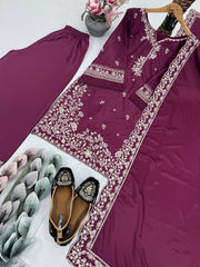 Gorgeous Maroon Crepe Embroidery Palazzo Suit Gorgeous Maroon Crepe Embroidery Palazzo Suit