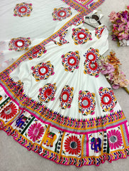 Precious White Satin Silk Mirror Work Gown Precious White Satin Silk Mirror Work Gown